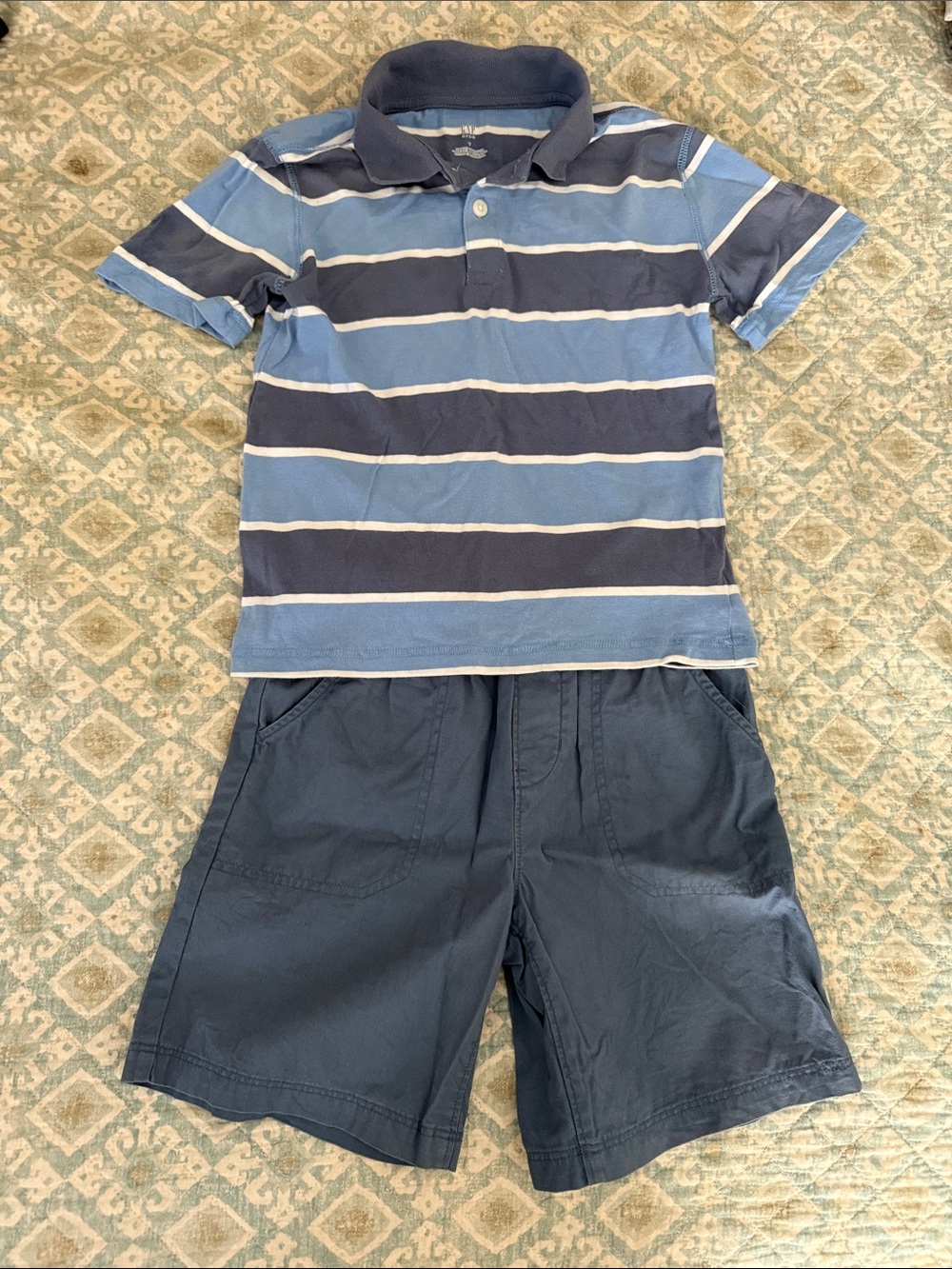 GAP KIDS Boys Navy & Light Blue Striped Polo